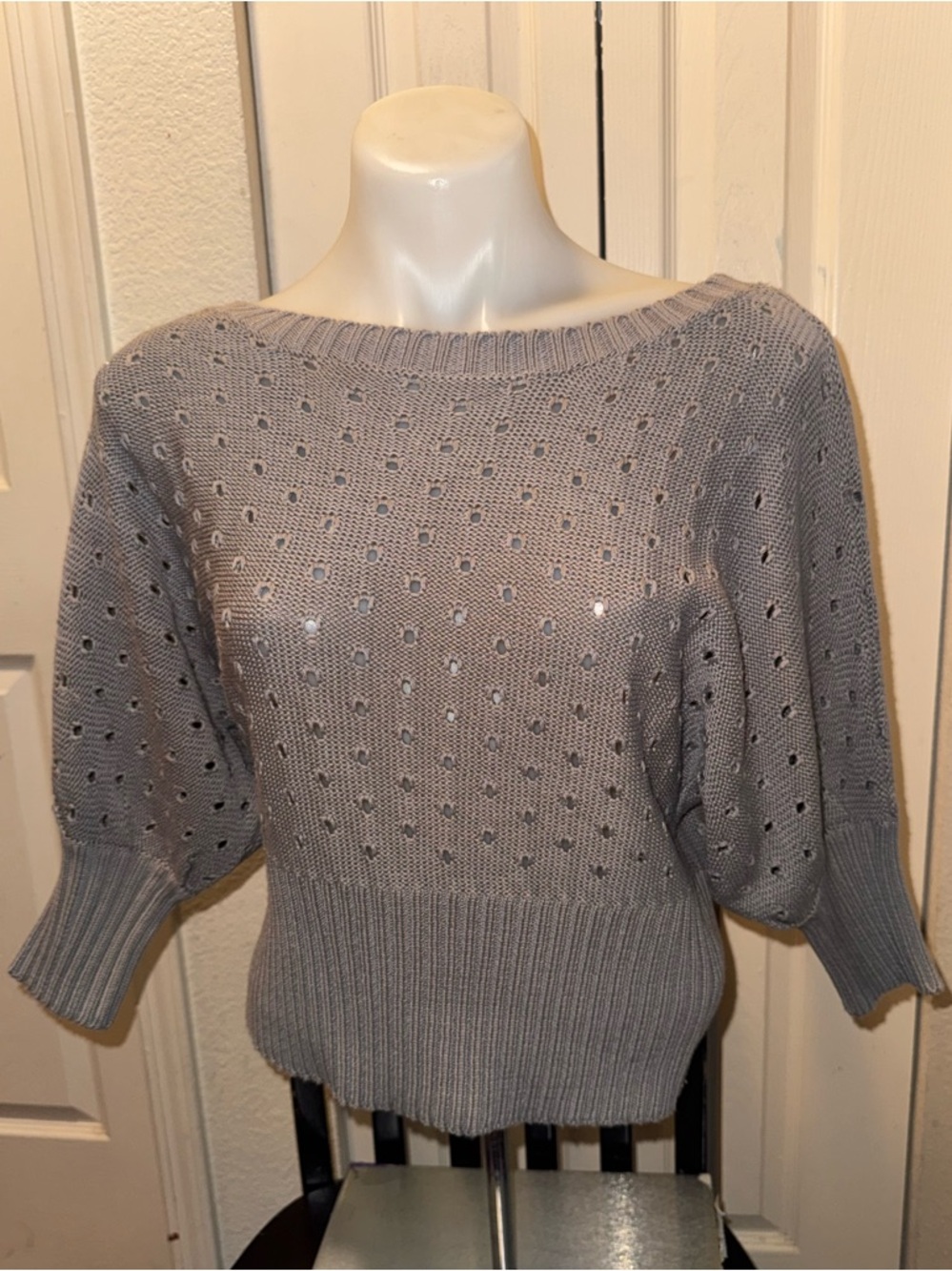 take out Light Gray Openwork Sweater